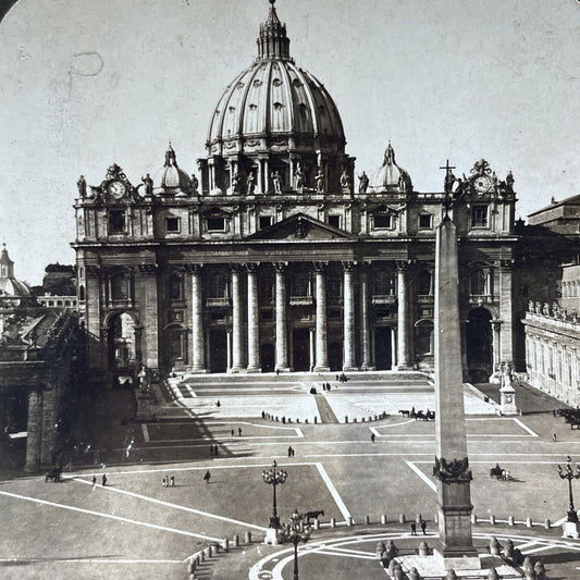 Antique 1902 St. Peters Basilica Church Rome Italy Stereoview Photo Card V3589