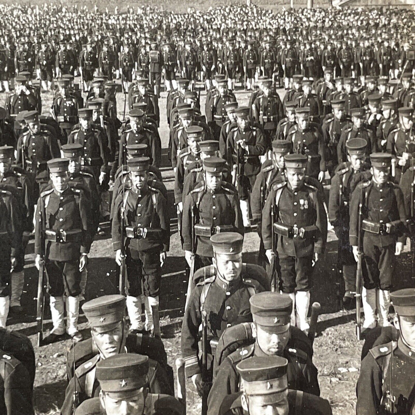 Japanese Soldiers In Formation Stereoview Tokyo Japan Antique c1905 X3117