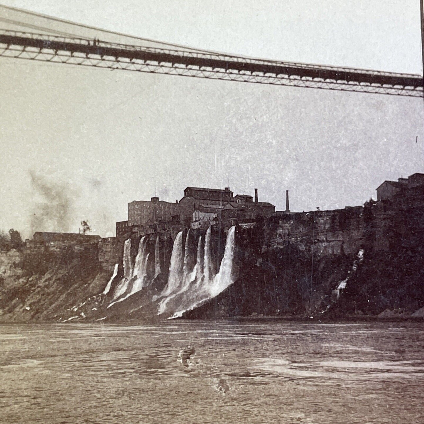 Niagara Falls Hydroelectric Plant New York Stereoview Antique c1880s Y1046 RARE