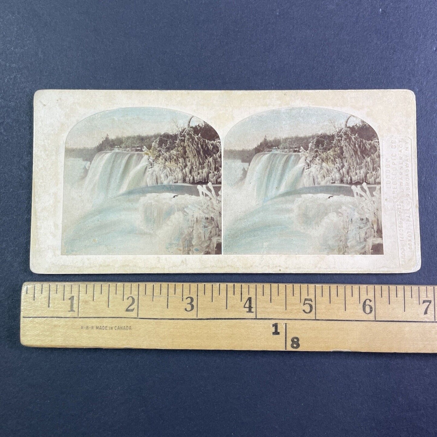 Niagara Falls Hand-Colored Stereoview London Stereoscopic Antique c1860s Y2423