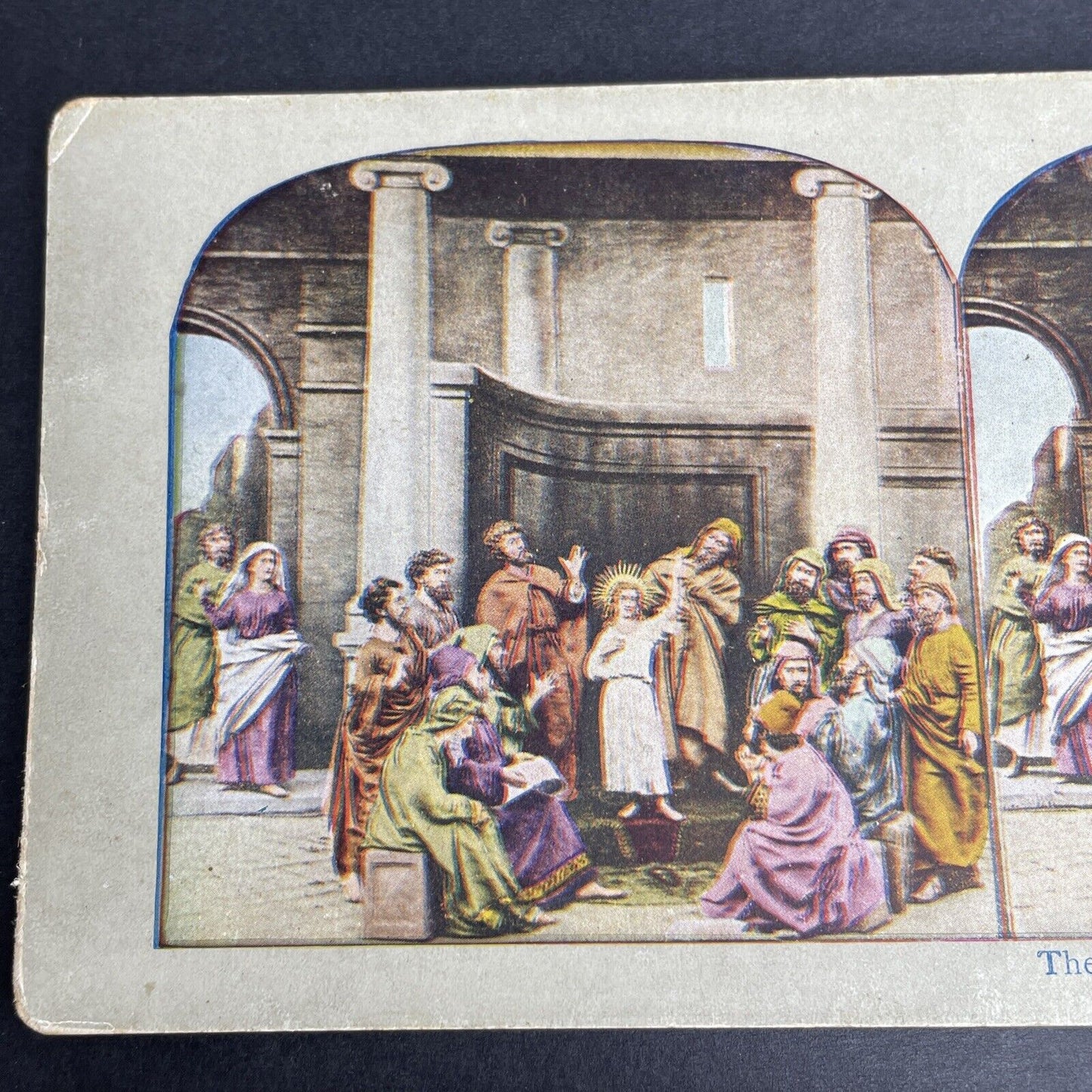 Antique 1902 Christ & The Doctors In The Temple Stereoview Photo Card P1059