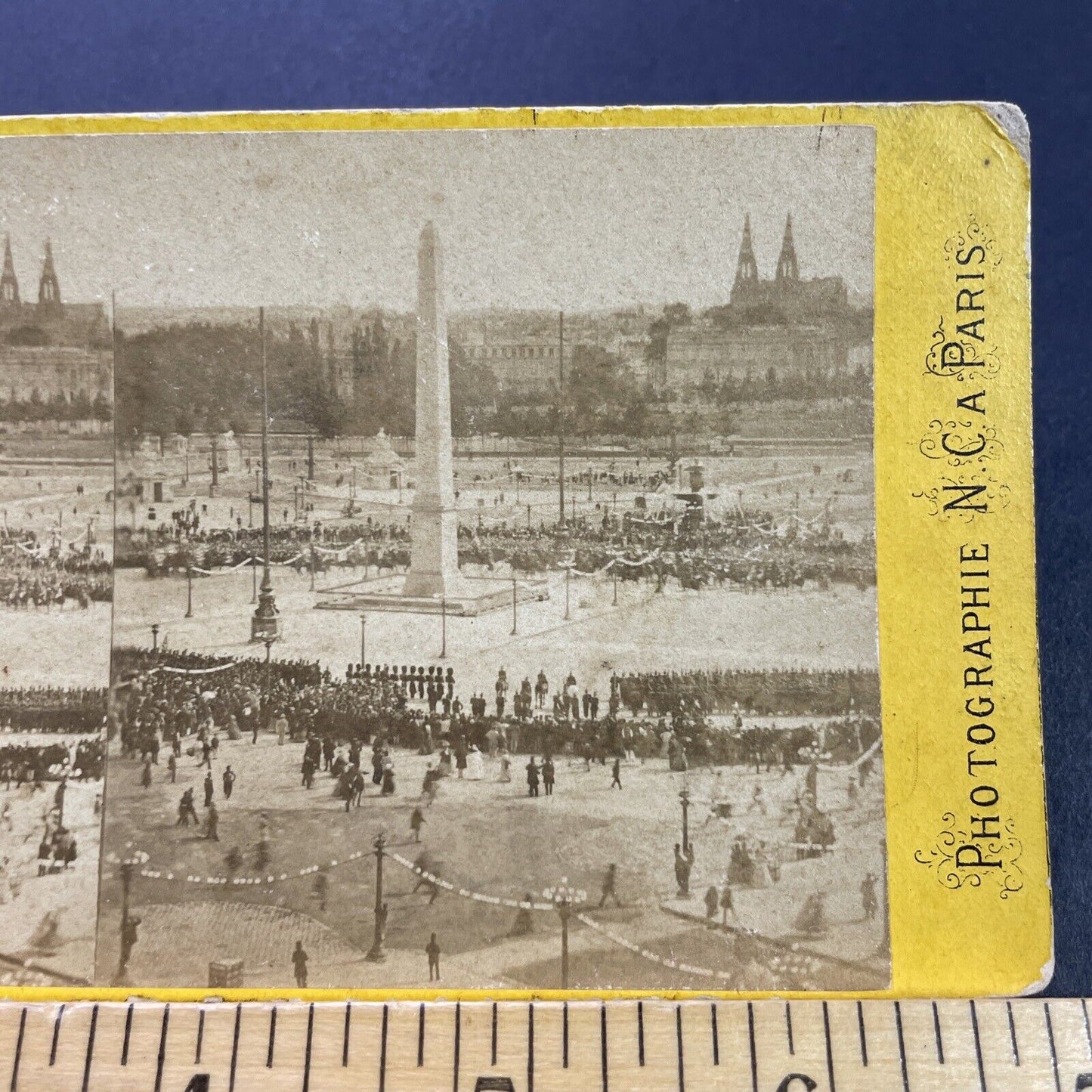 Antique 1870s Luxor Obelisk Paris France Cleoptra Stereoview Photo Card P4132