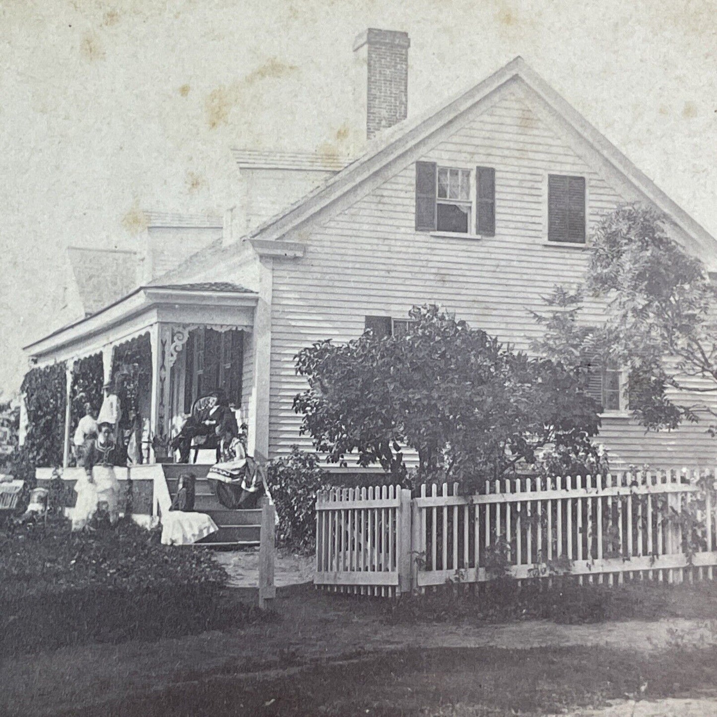 Wealthy Family House Stereoview Wolfeboro NH ET Brigham Antique c1870 X1210