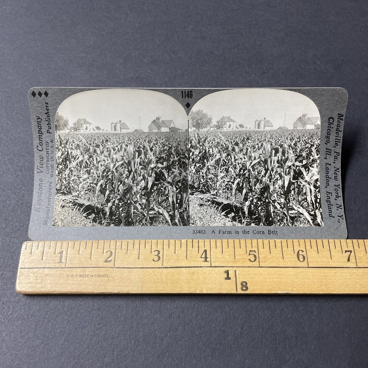 Antique 1910s Corn Farm Outside Bradford Iowa Stereoview Photo Card V2592