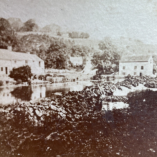 Antique 1864 Construction Of Millers Dale Derbyshire Stereoview Photo Card P2087