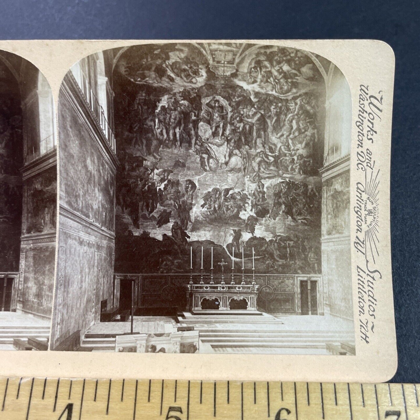 Antique 1890s The Sistine Chapel Vatican Rome Stereoview Photo Card P3877