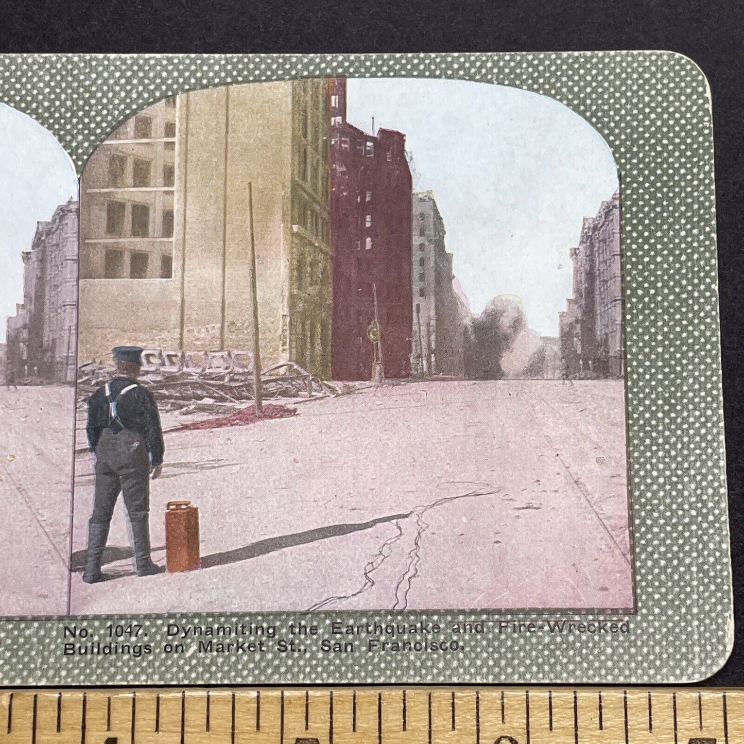 Antique 1910s San Francisco Earthquake Dynamite Stereoview Photo Card 2300-46