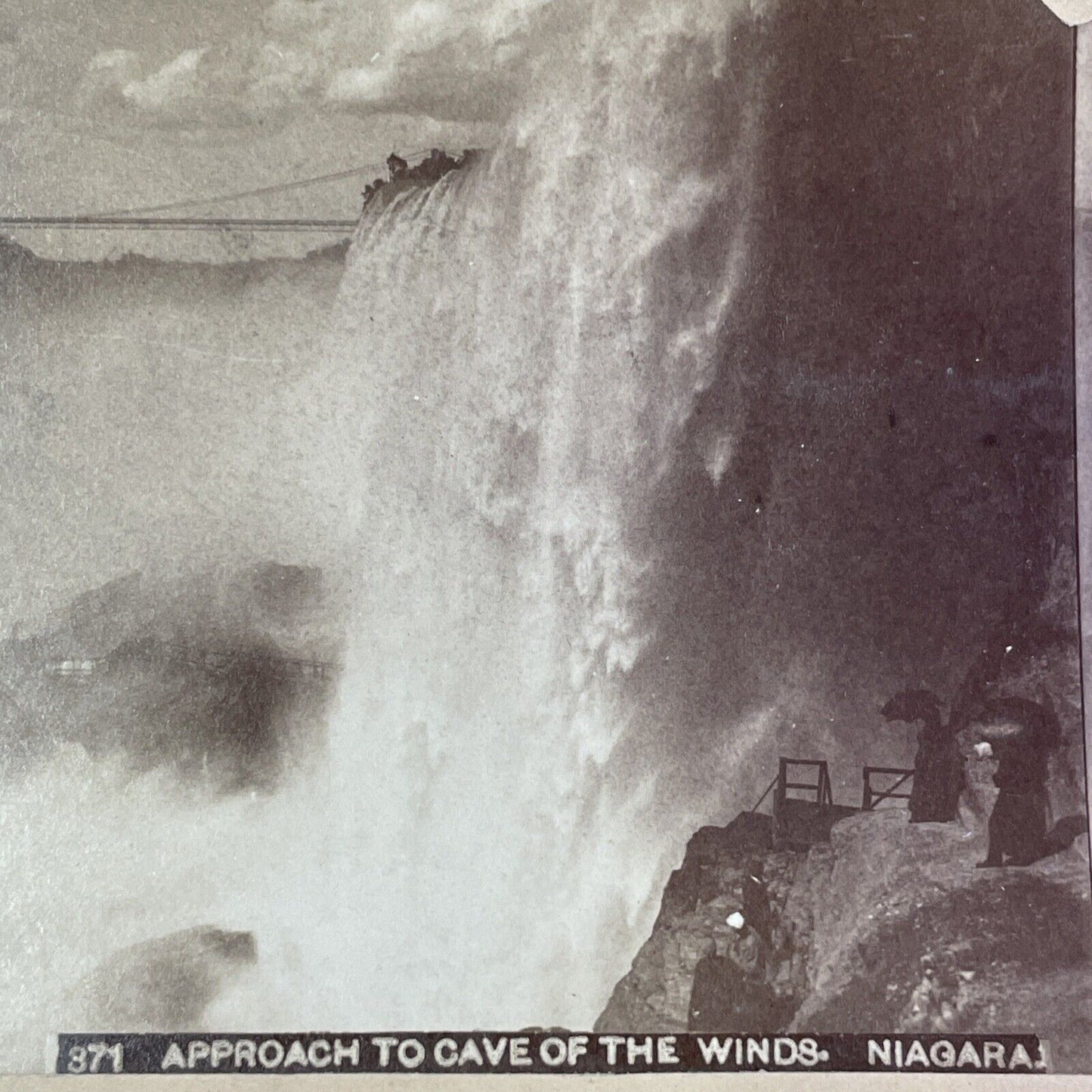 Niagara Falls Wind Cave Base of Falls Stereoview Charles Bierstadt c1878 Y1050