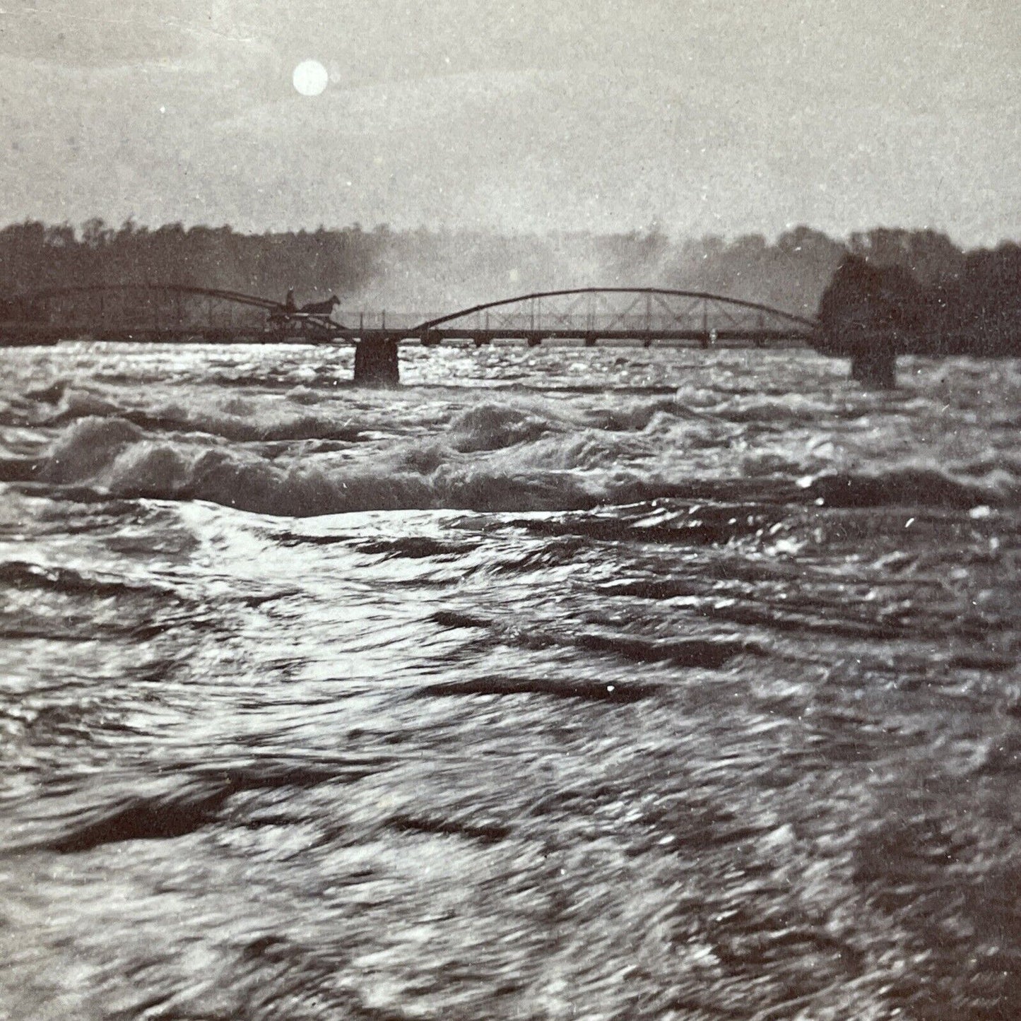 Antique 1870s Niagara Falls Bridge To Luna Island Stereoview Photo Card P3104