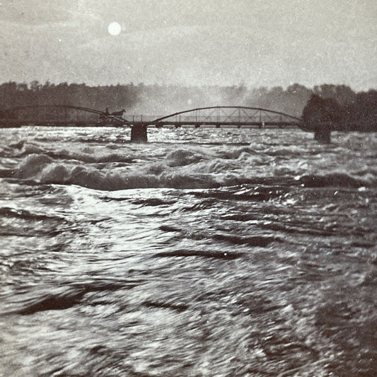 Antique 1870s Niagara Falls Bridge To Luna Island Stereoview Photo Card P3104