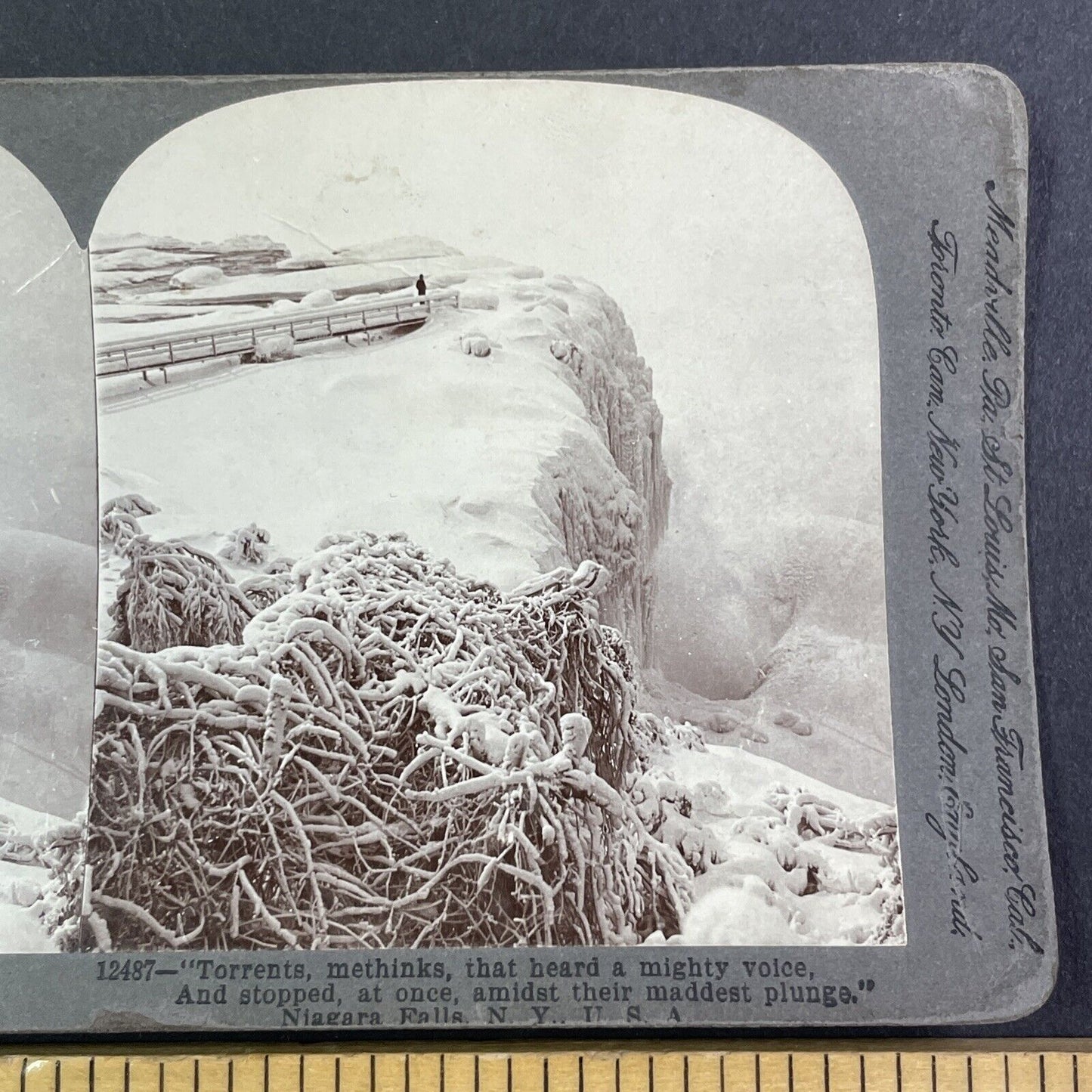 Niagara Falls Deep Freeze Stereoview American Side Antique c1902 Y2850