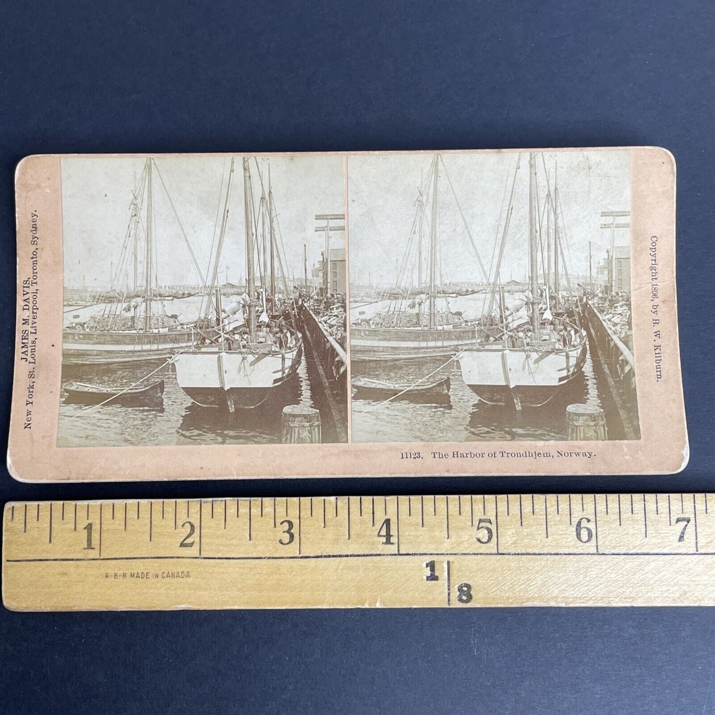 Antique 1898 Trondheim Norway Harbor Coastal Port Stereoview Photo Card PC979