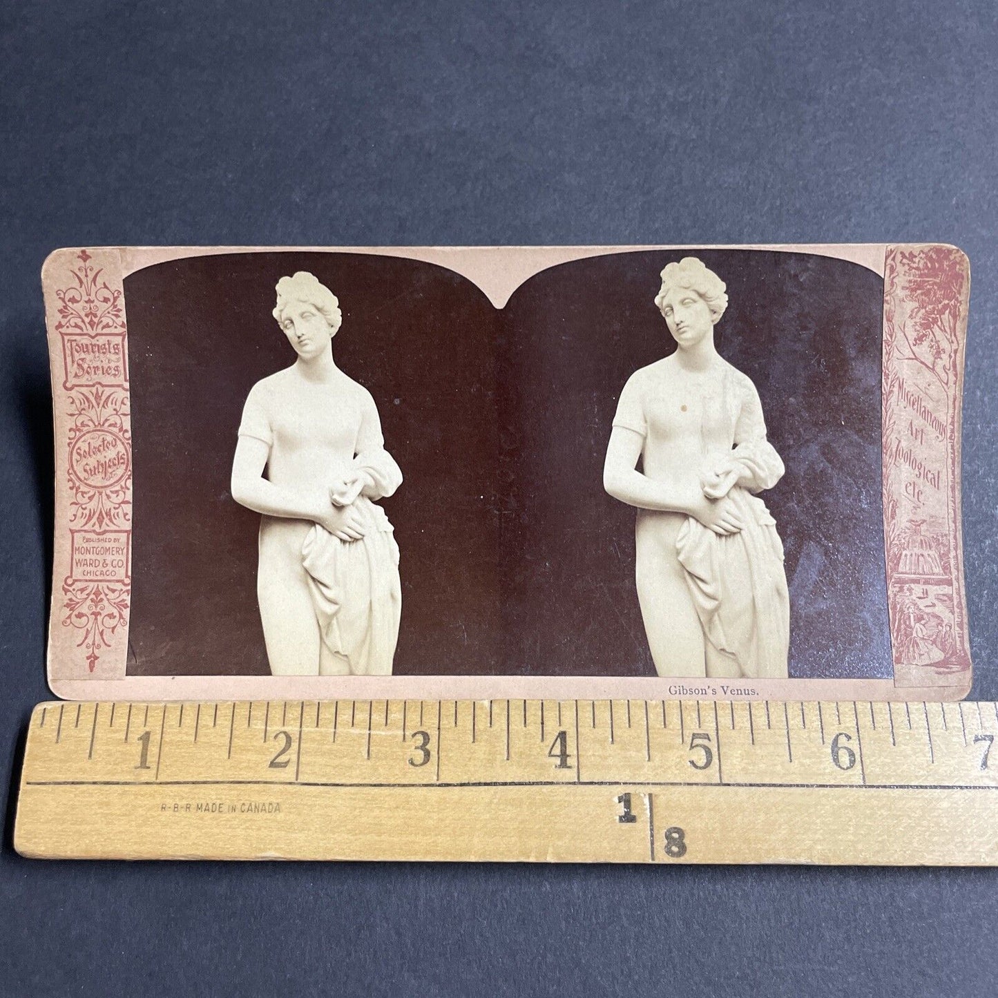 Antique 1880s Marble Carving Of Goddess Venus Stereoview Photo Card P4754