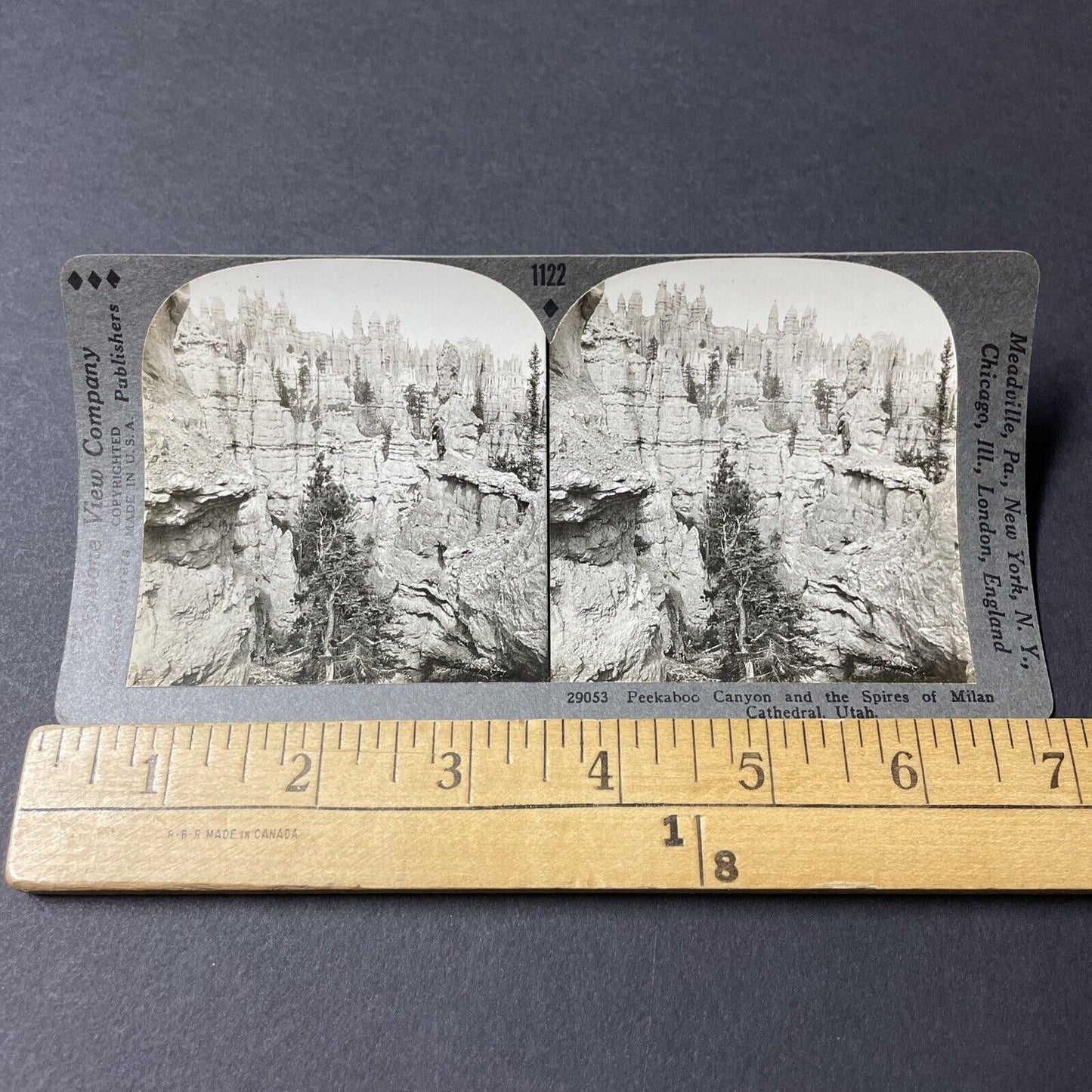 Antique 1910s Peekaboo Canyon Rock Spires Utah Stereoview Photo Card V2807