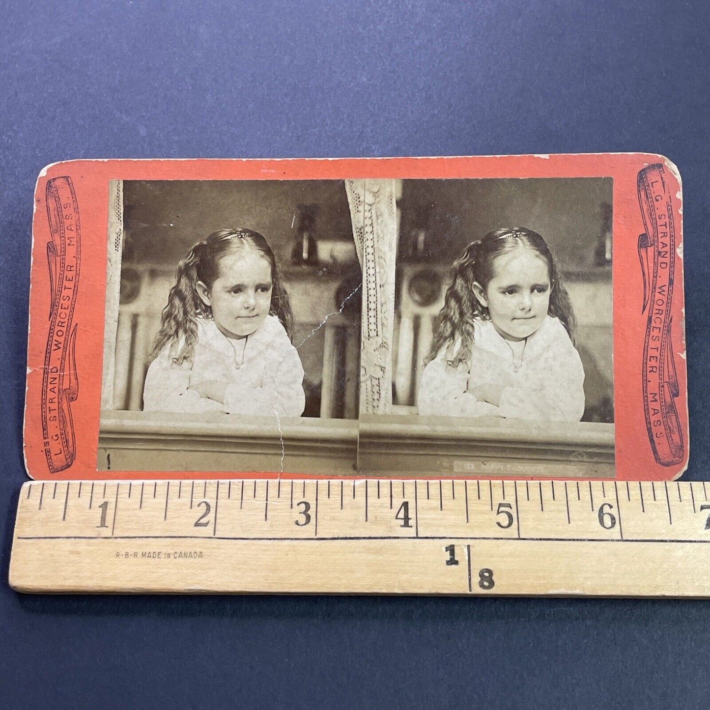 Antique 1860s Little Girl In Worcester Massachusetts Stereoview Photo Card P3554