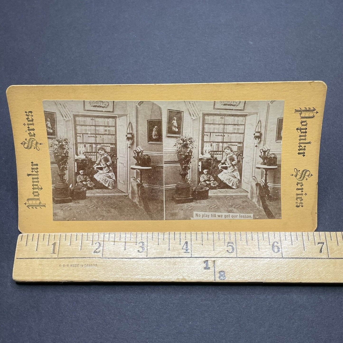 Antique 1890s Children Studying In Wealthy Mansion Stereoview Photo Card P1856