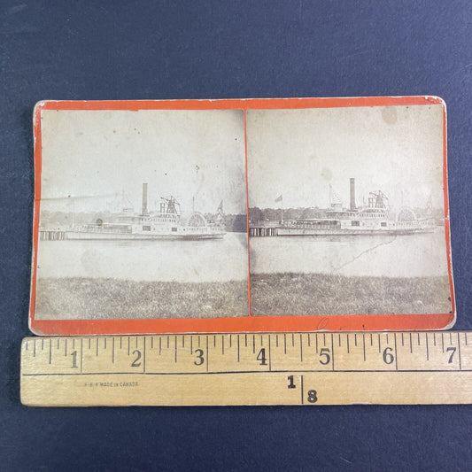 Josephine Paddleboat Steamer Stereoview Oakland Beach RI Antique c1875 X3167