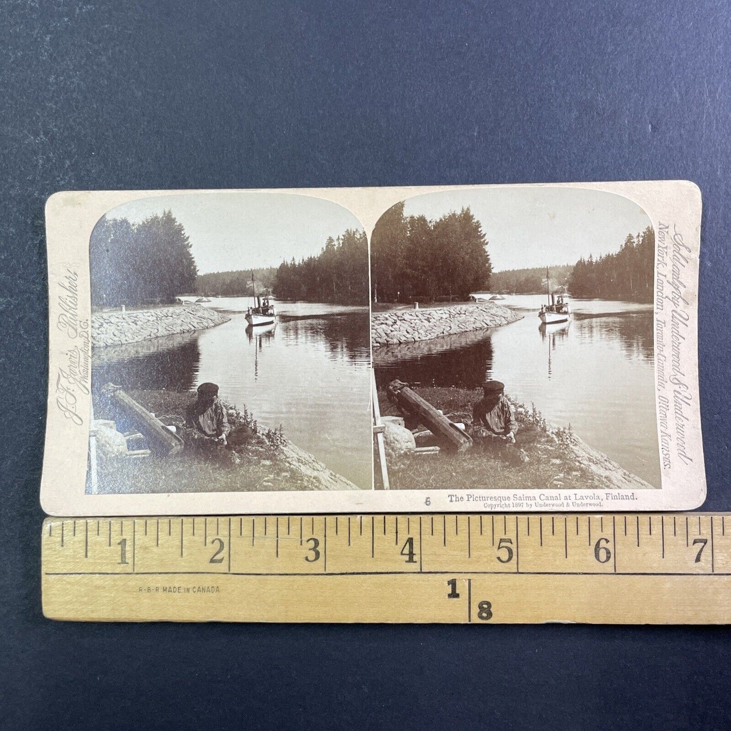 Lavola Finland Canal View Stereoview Underwood Antique 1897 X3545