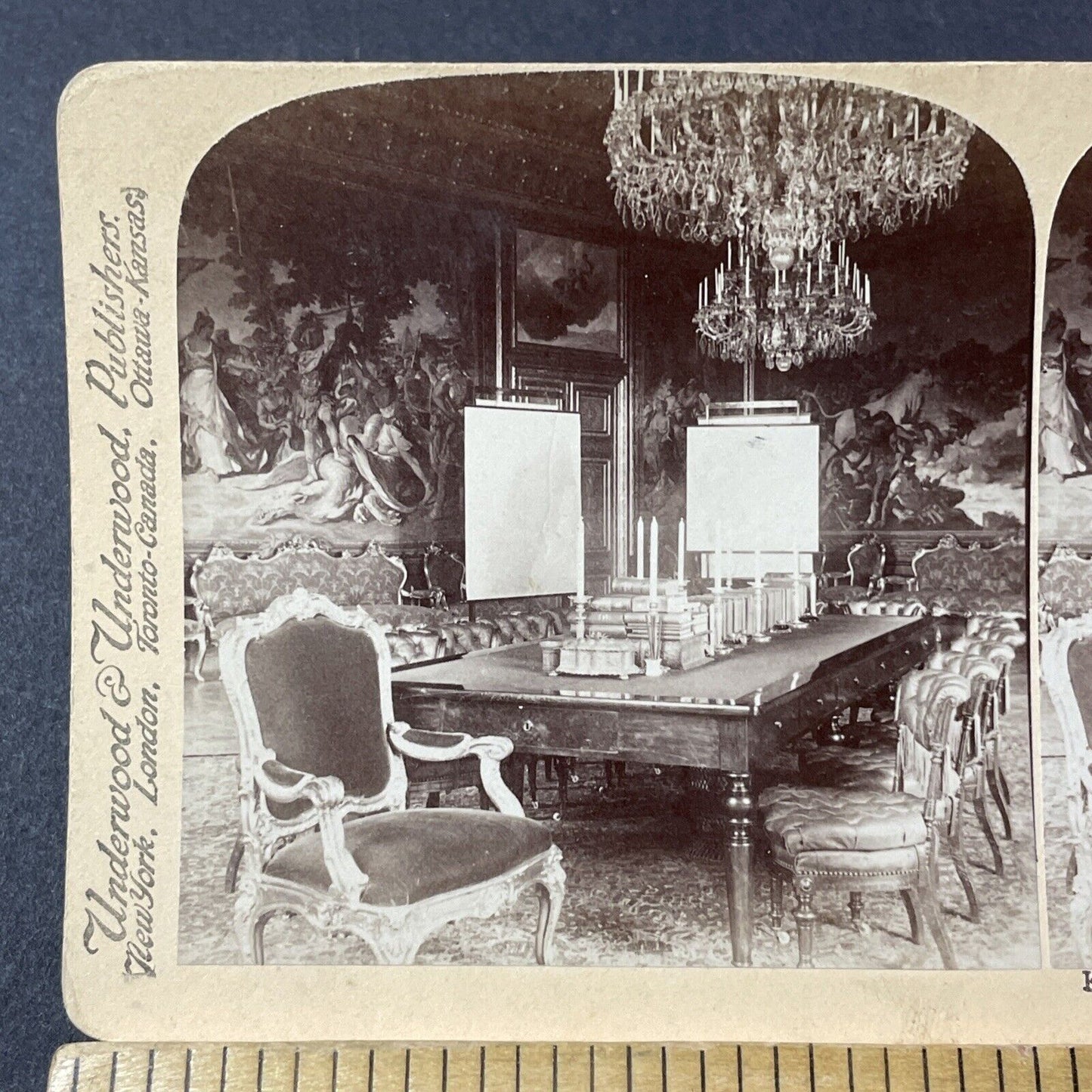 Antique 1897 King Oscar's Chamber Stockholm Sweden Stereoview Photo Card V3206