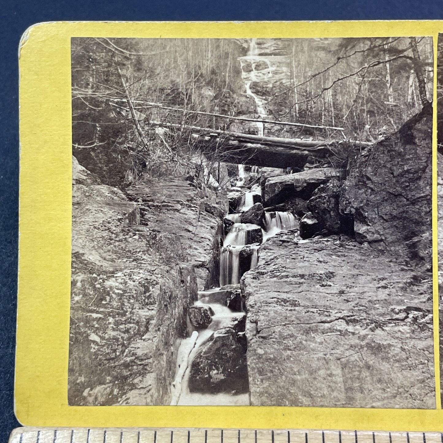 Antique 1870s Silver Cascade Crawford Notch NH Stereoview Photo Card V1961