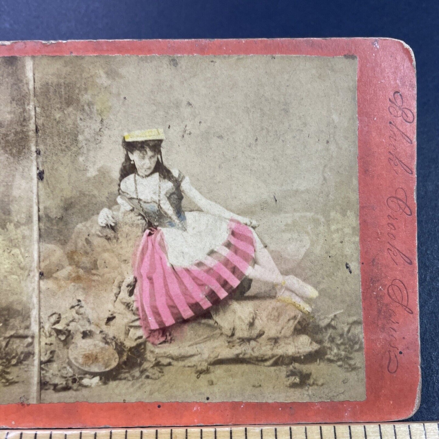 Antique 1860s Actress Annie Kemp Bowler Black Crook Stereoview Photo Card P3992