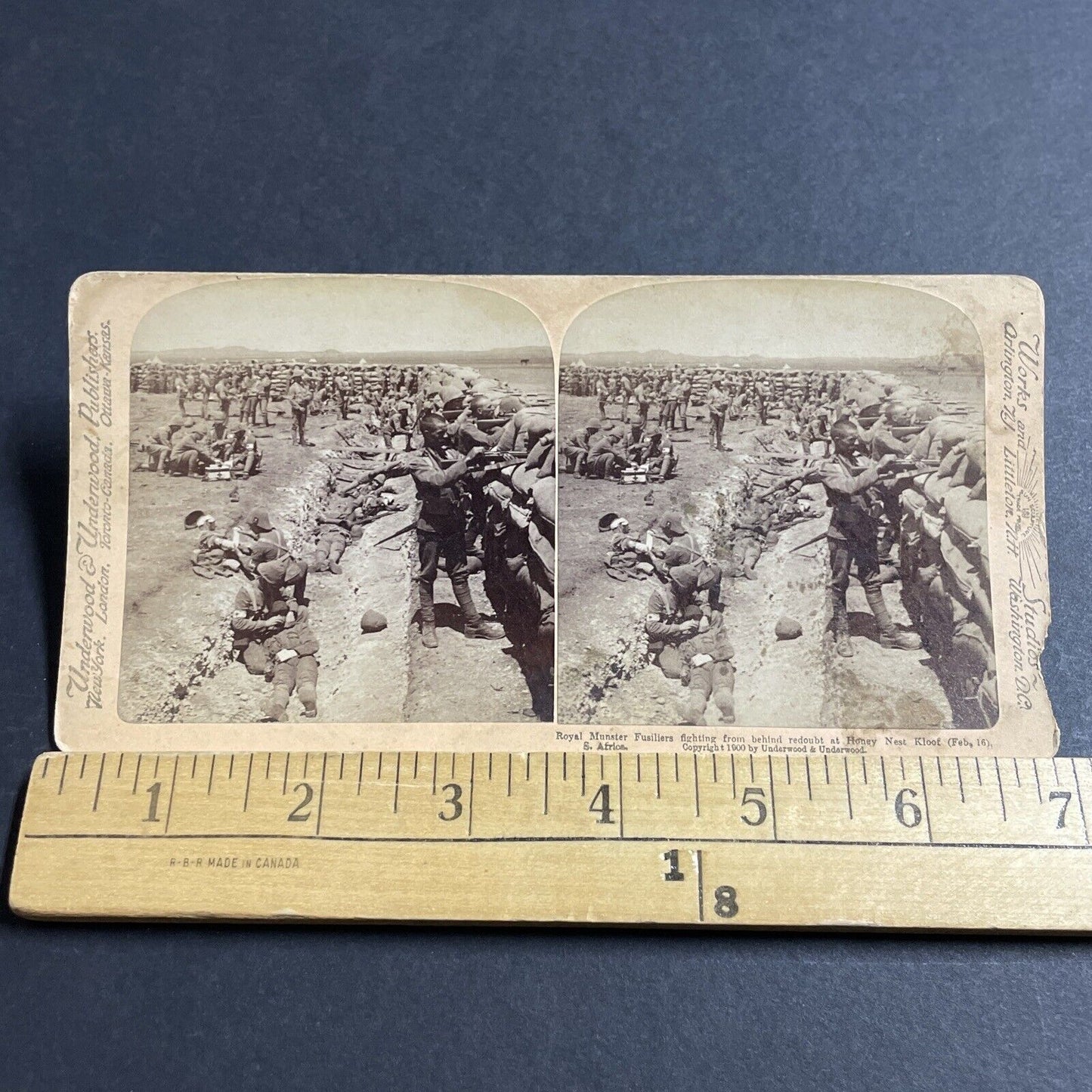 Antique 1900 Many Dead & Injured Boer War Trench Stereoview Photo Card P5573