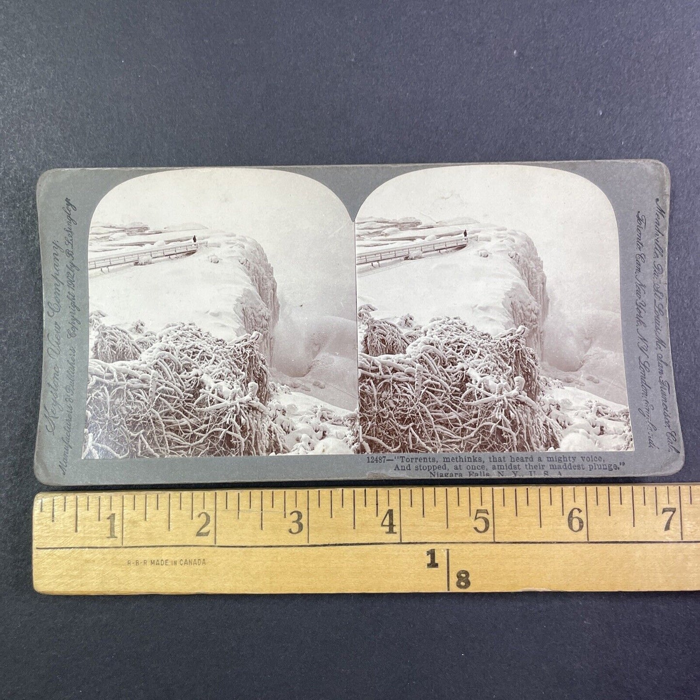 Niagara Falls Deep Freeze Stereoview American Side Antique c1902 Y2850