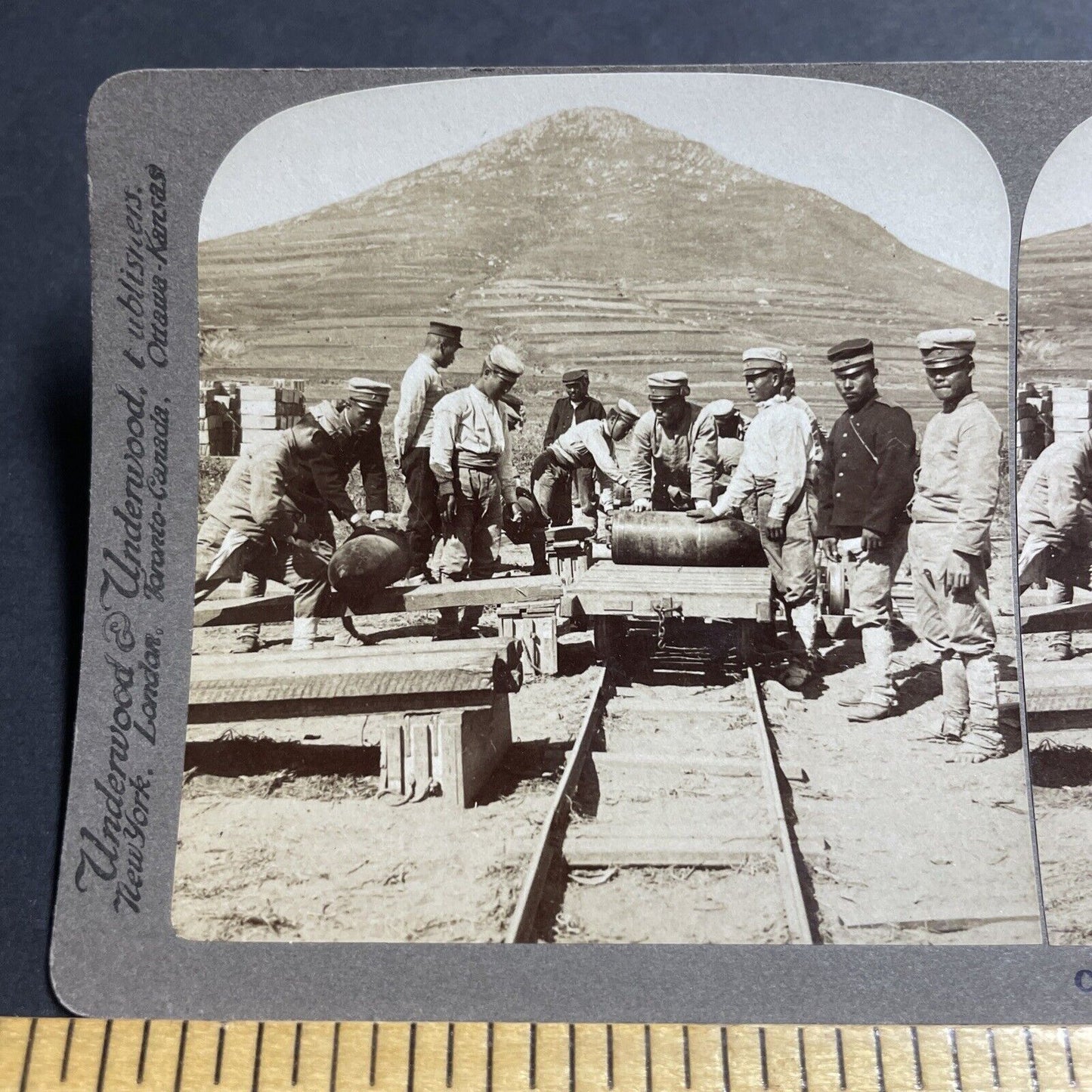 Antique 1904 Japan Artillery Load Canon Shells Stereoview Photo Card P380-10