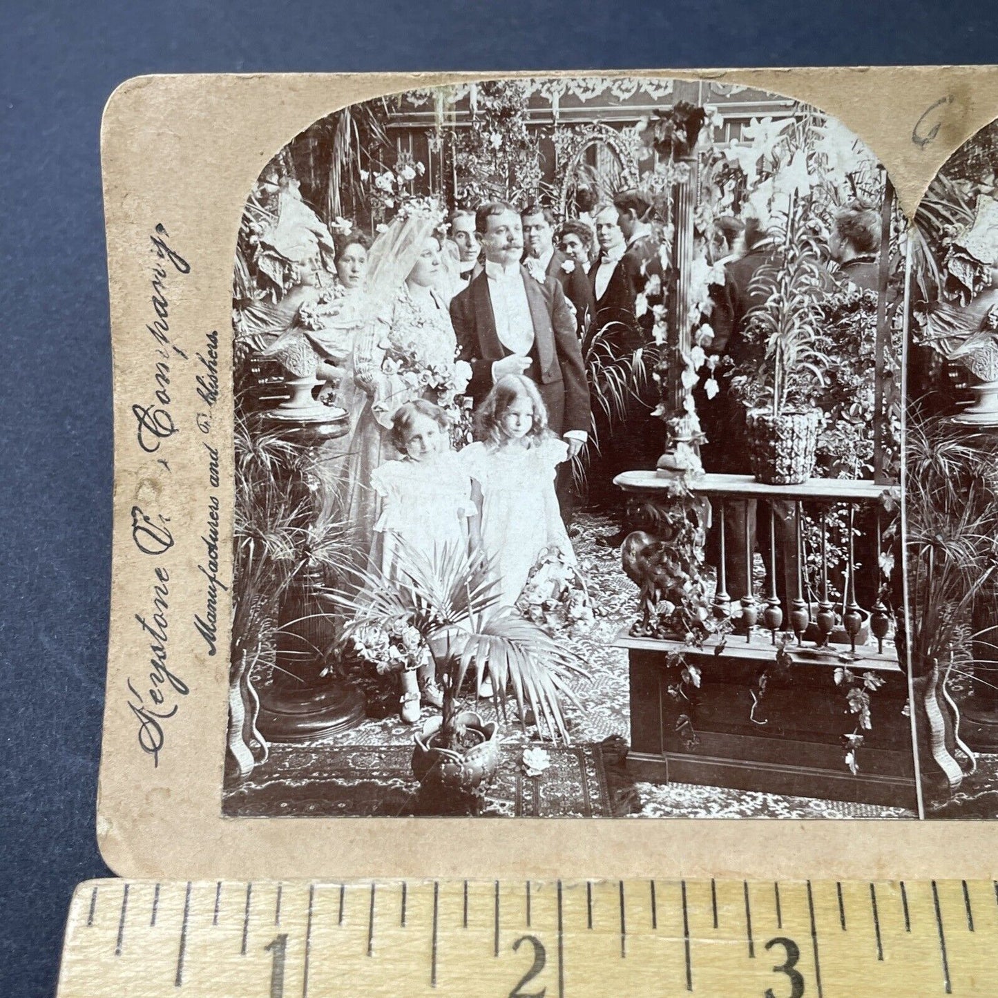 Antique 1901 Typical Victorian Wedding Scene Stereoview Photo Card P2964