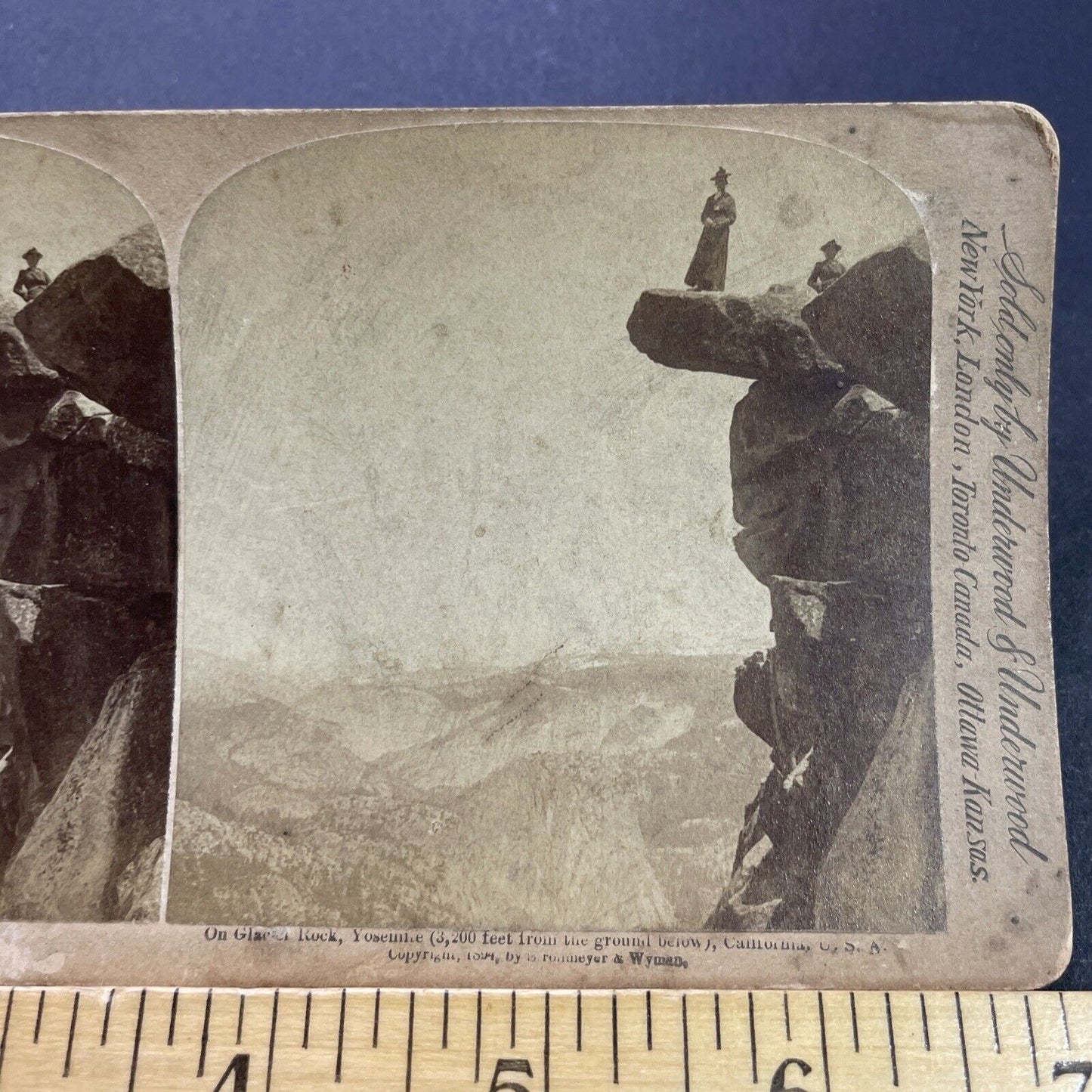 Antique 1894 Glacier Point Lookout Yosemite Park CA Stereoview Photo Card P3499