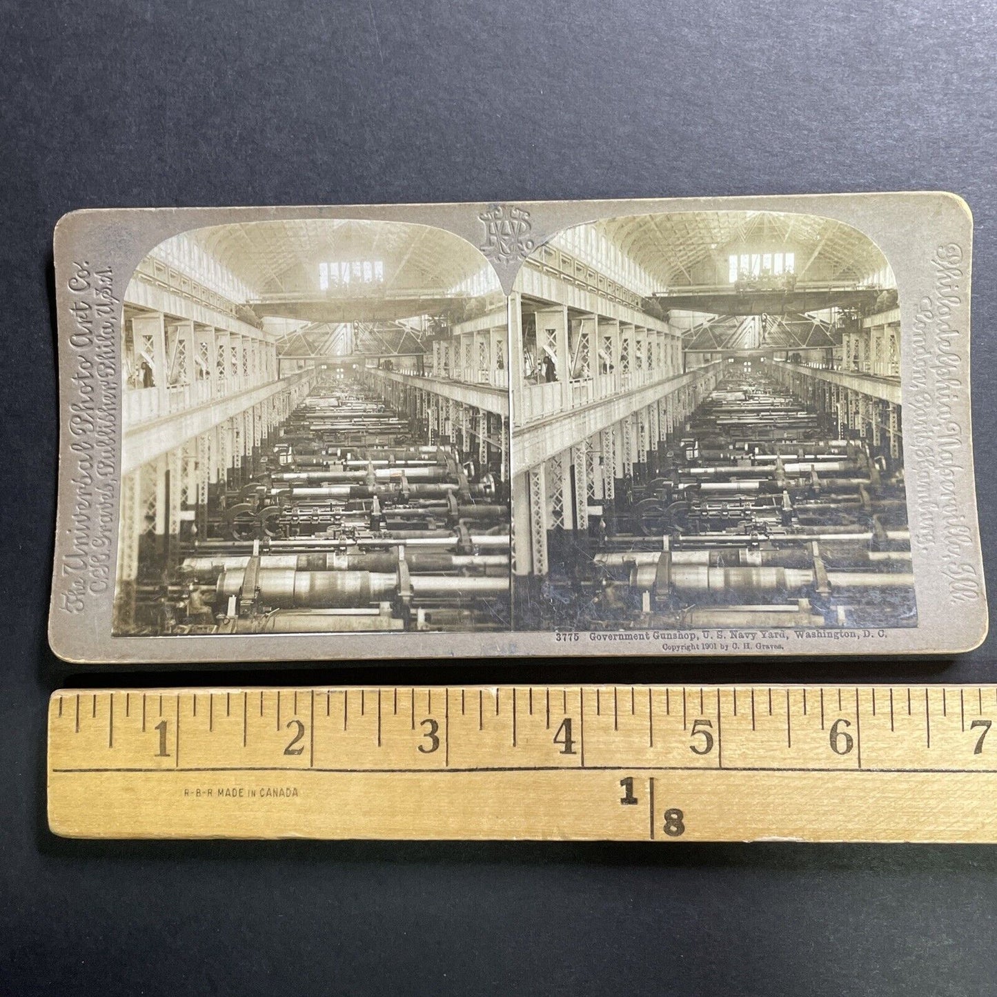 Antique 1901 Navy Deck Gun Manufacturing Washington Stereoview Photo Card P1426