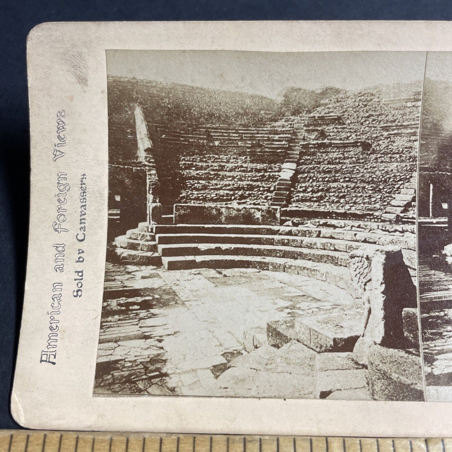 Antique 1880s Maggiore Theater Pompeii Italy Stereoview Photo Card P4596