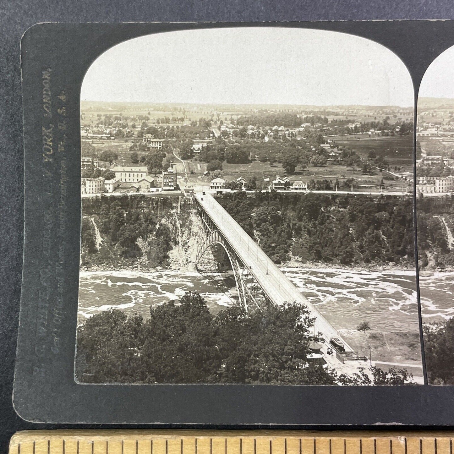 The Honeymoon Bridge and Whirlpool Street Stereoview Niagara Falls c1901 Y1449