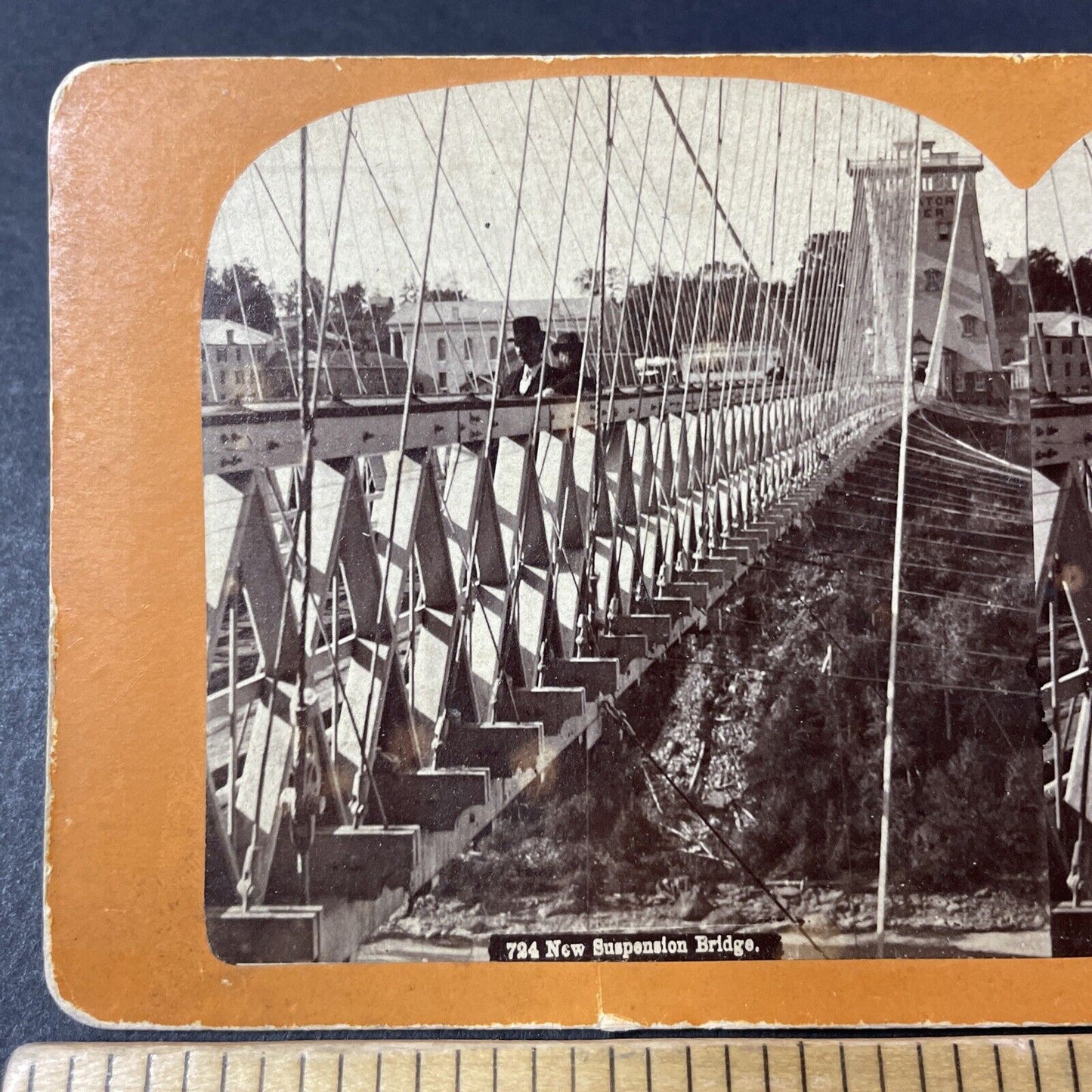 Antique 1890s Niagara Railway Suspension Bridge Stereoview Photo Card P2460-18