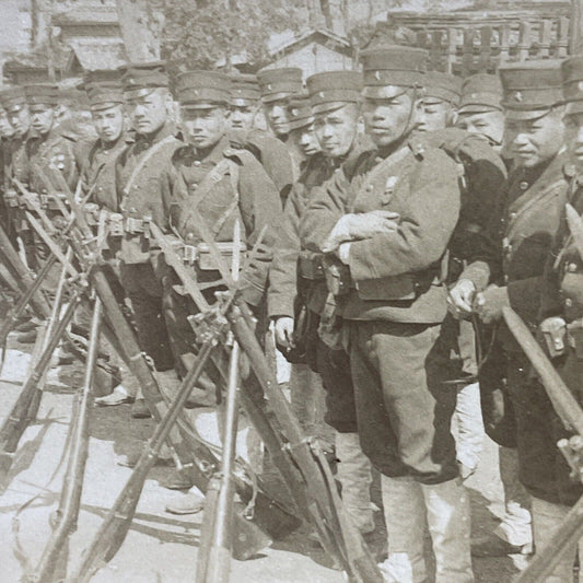 Antique 1904 Tokyo Imperial Guard Soldiers Army Stereoview Photo Card P1820