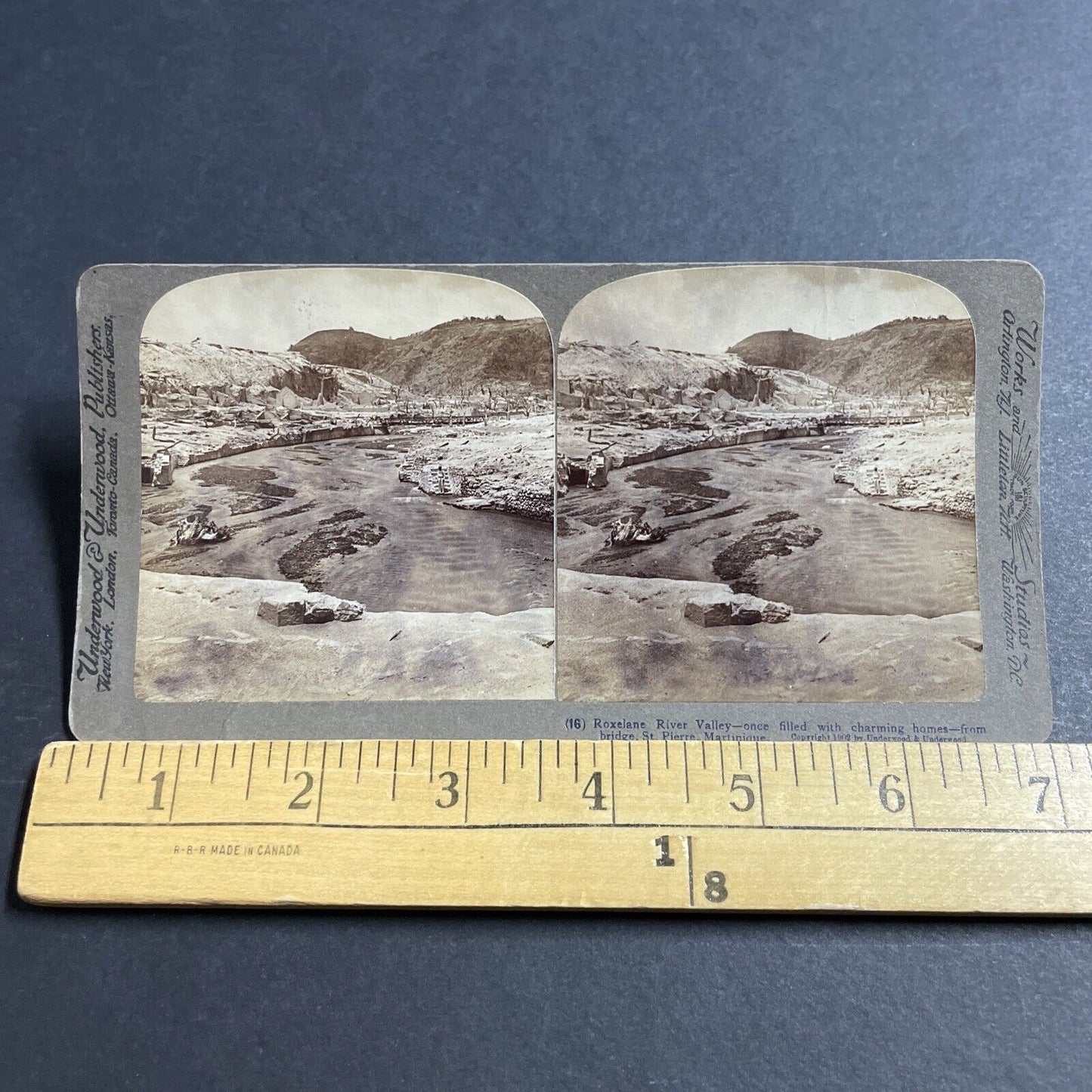 Antique 1902 Lava Flow Of Mount Pelee Martinique Stereoview Photo Card P5566