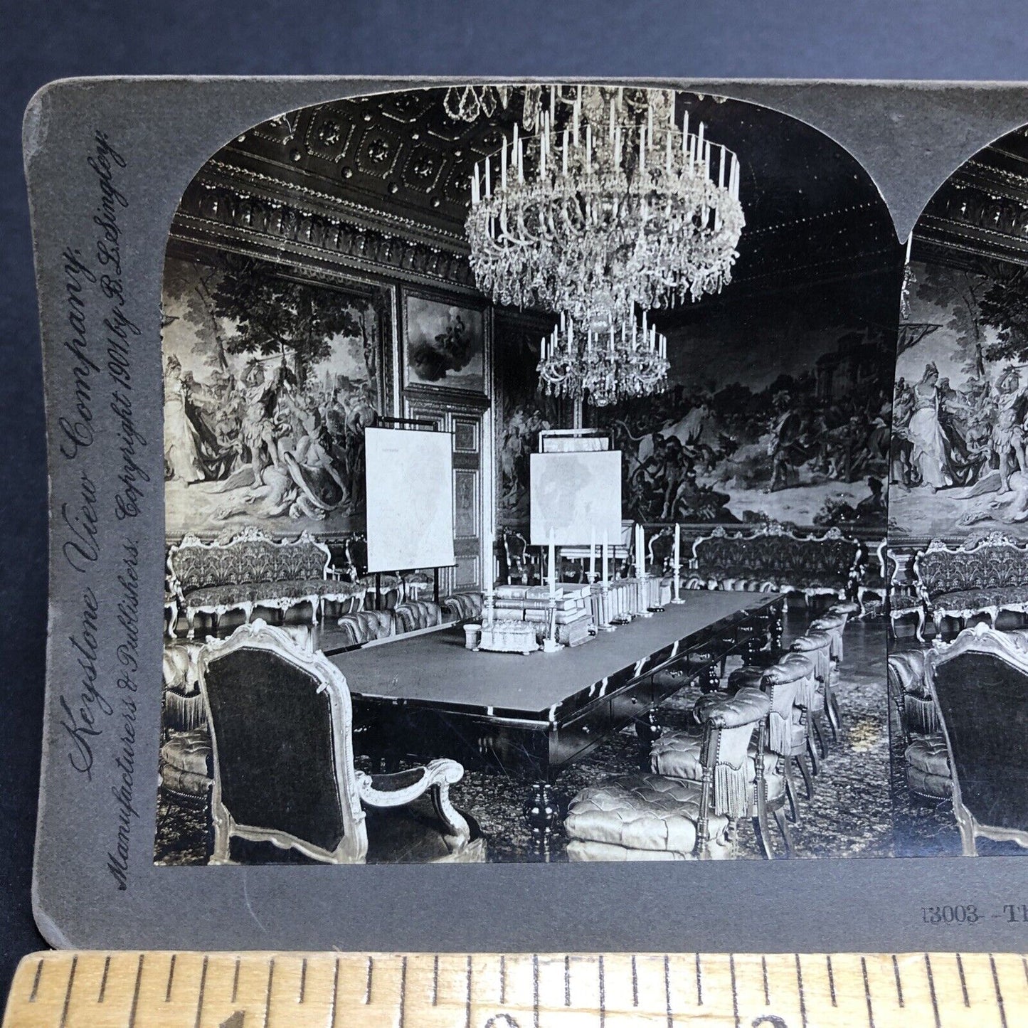 Antique 1901 Royal Council Room Stockholm Sweden Stereoview Photo Card P1975