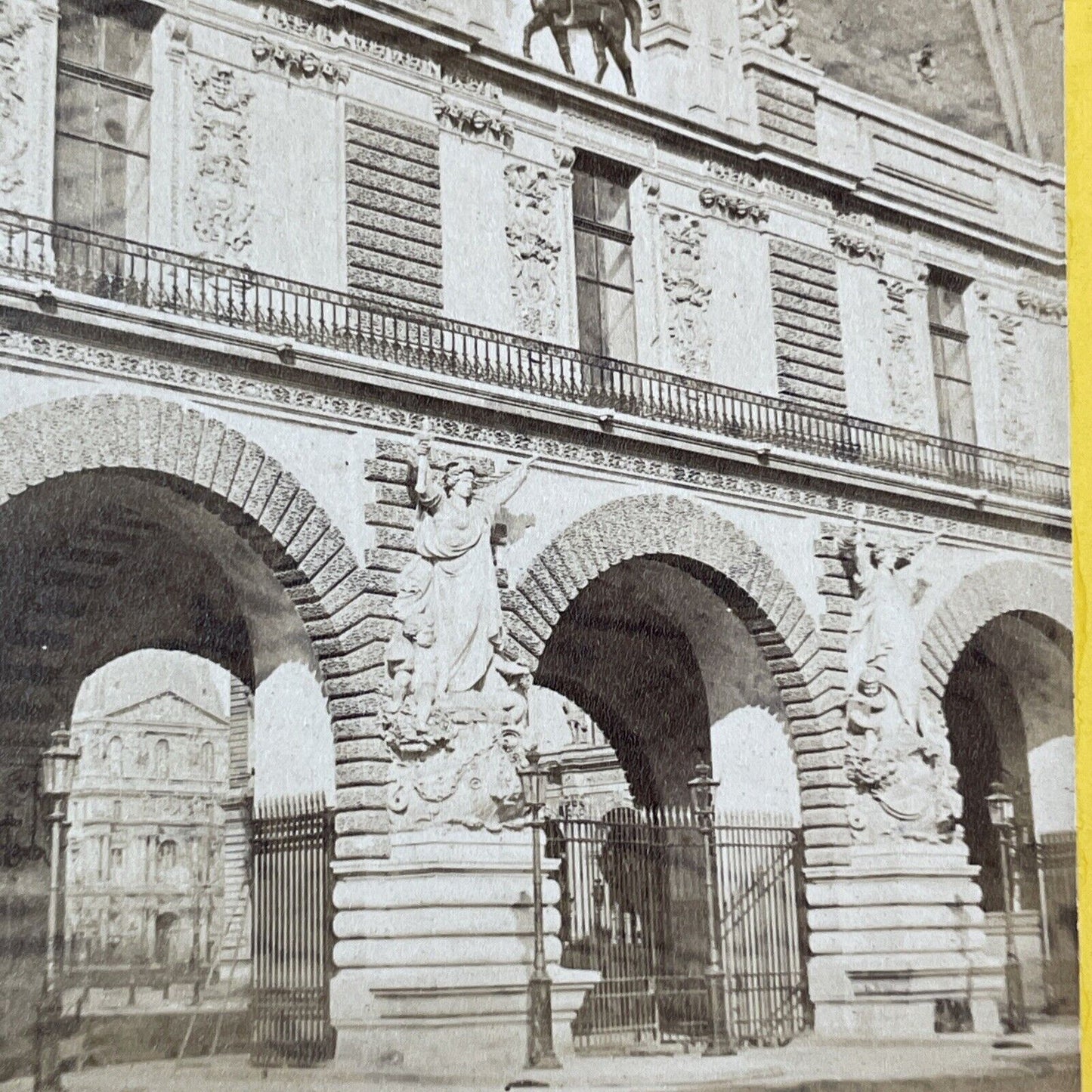 The Louvre in Paris France Stereoview Yellow Card Antique c1870 X3772