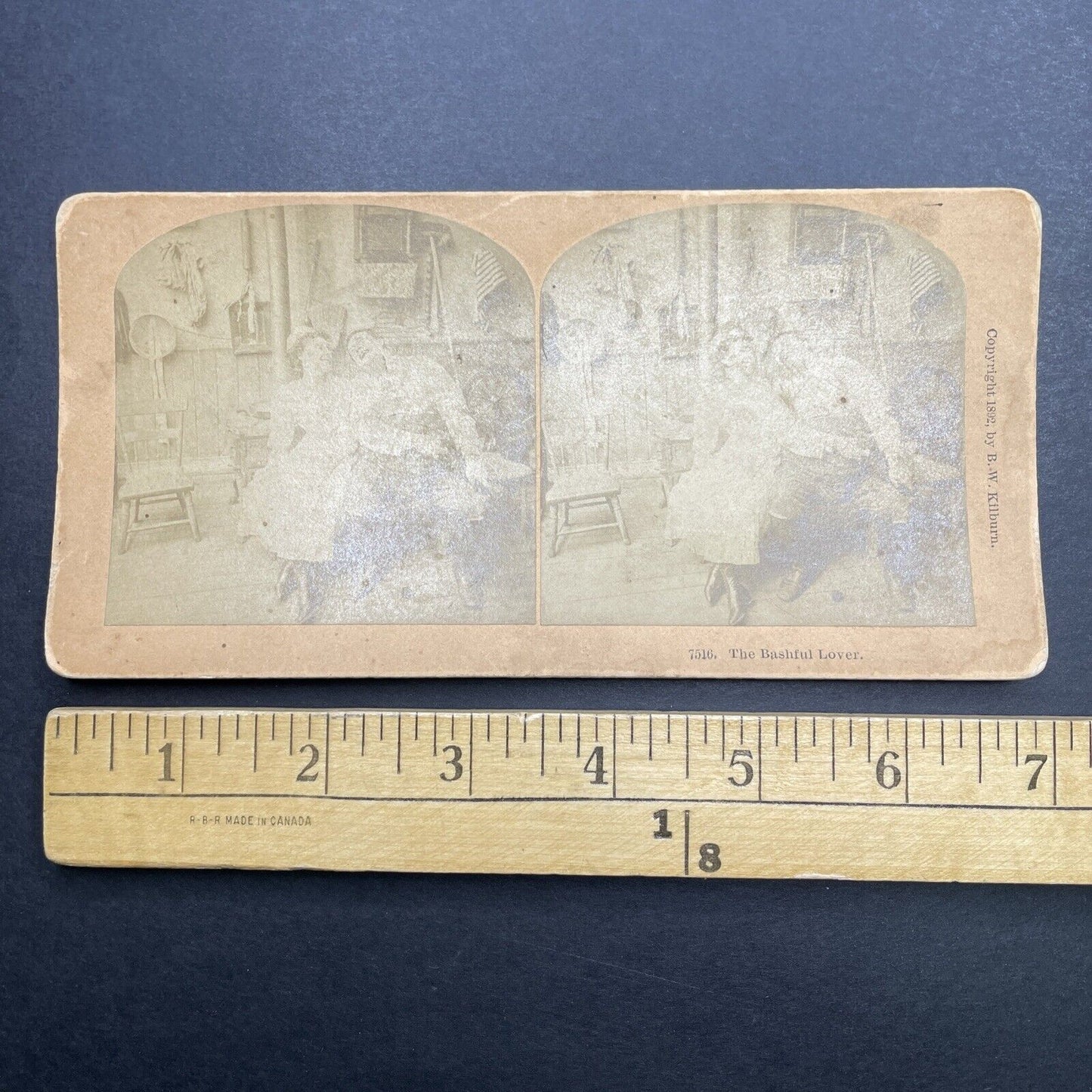 Antique 1892 Man Makes Crude Joke With Stuffed Sock Stereoview Photo Card P1254