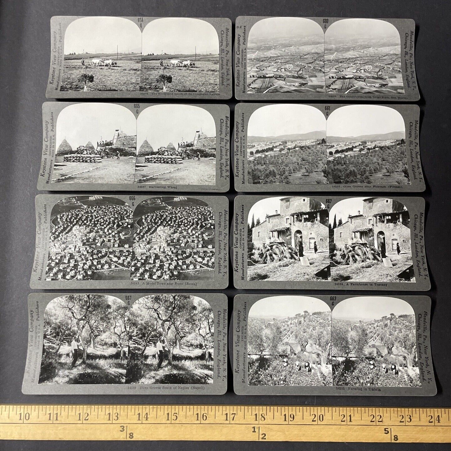 Box Set of 25 Scarce Italy Stereoview Late Production No. 651-675 Keystone c1935