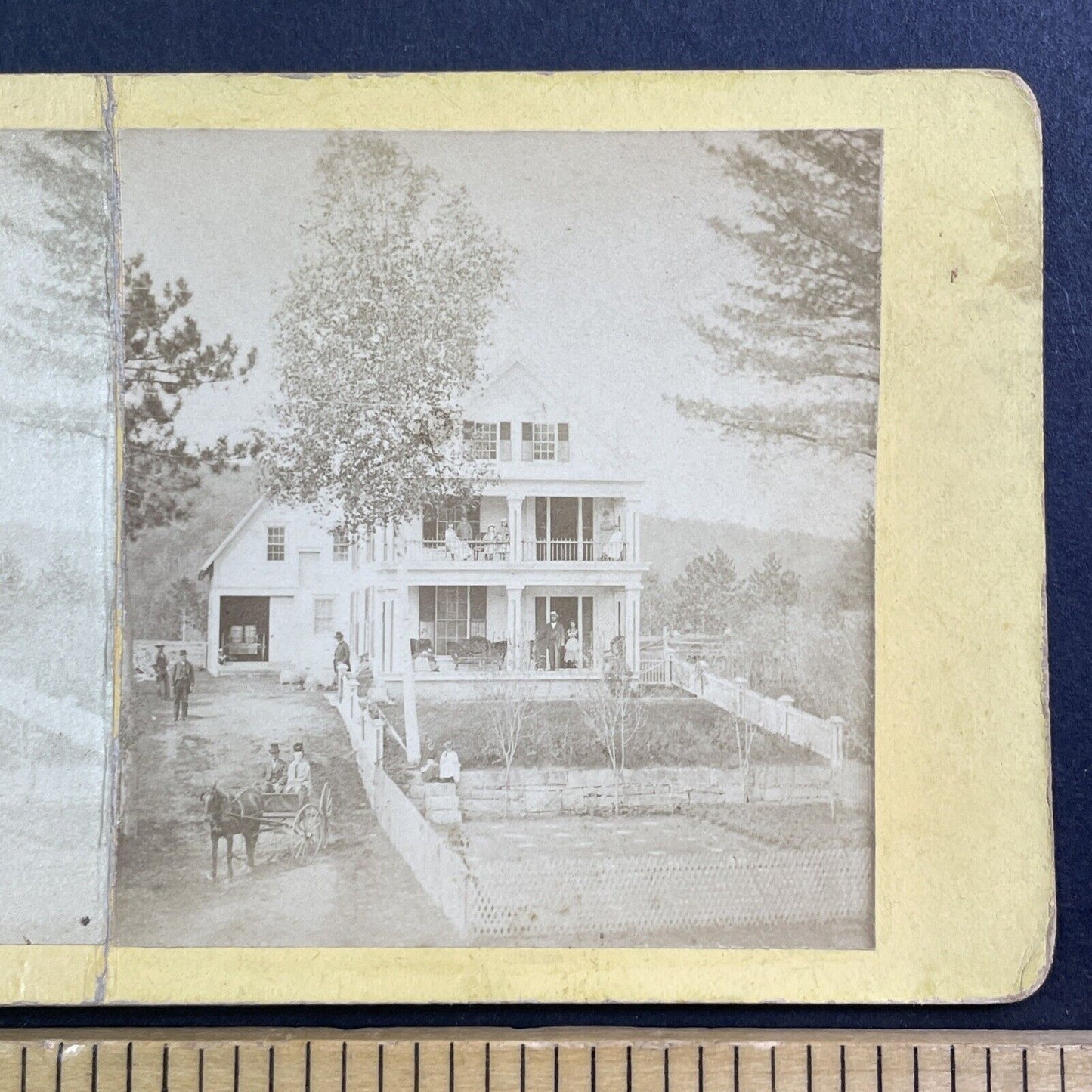 Unknown Two-Story Victorian House Home Stereoview Antique c1870 X4054 *DAMAGED*