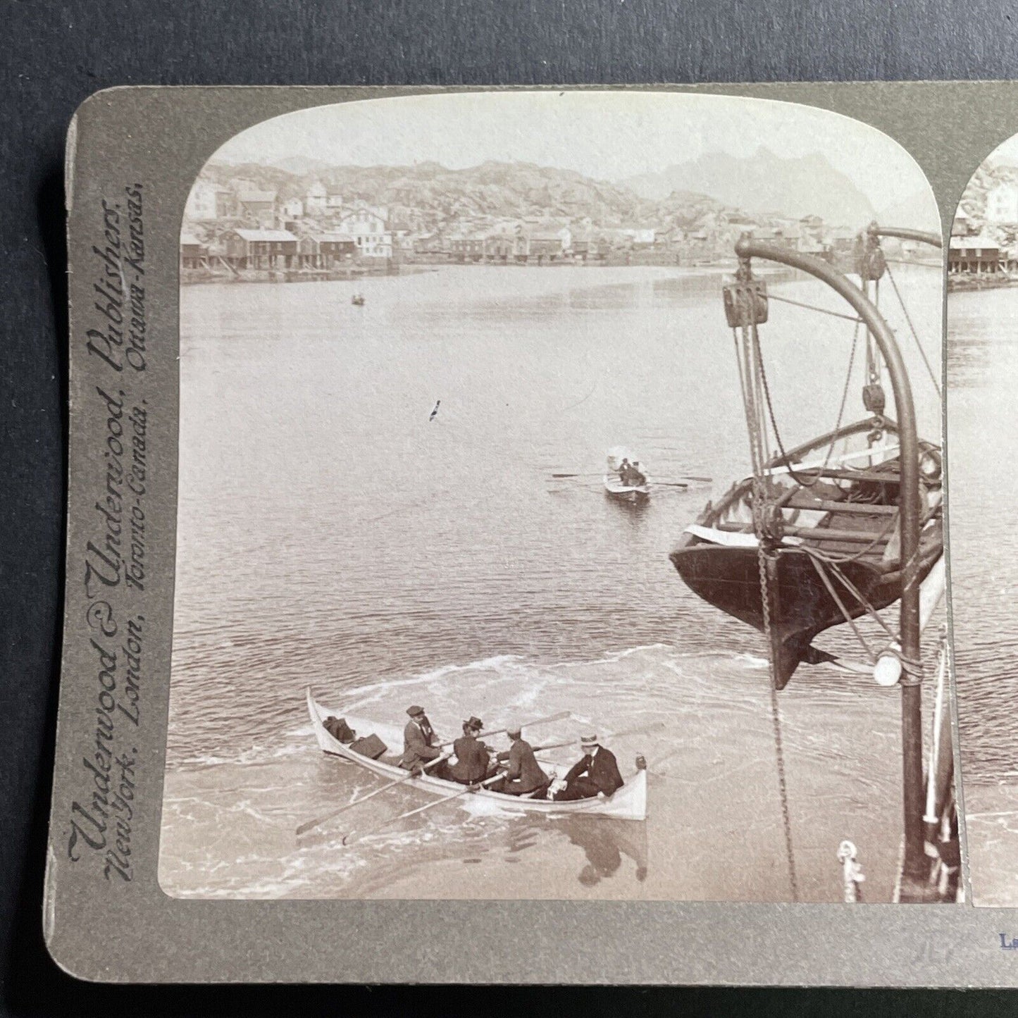 Antique 1902 Overloaded Rowboat Lofoten Islands NOR Stereoview Photo Card P1606