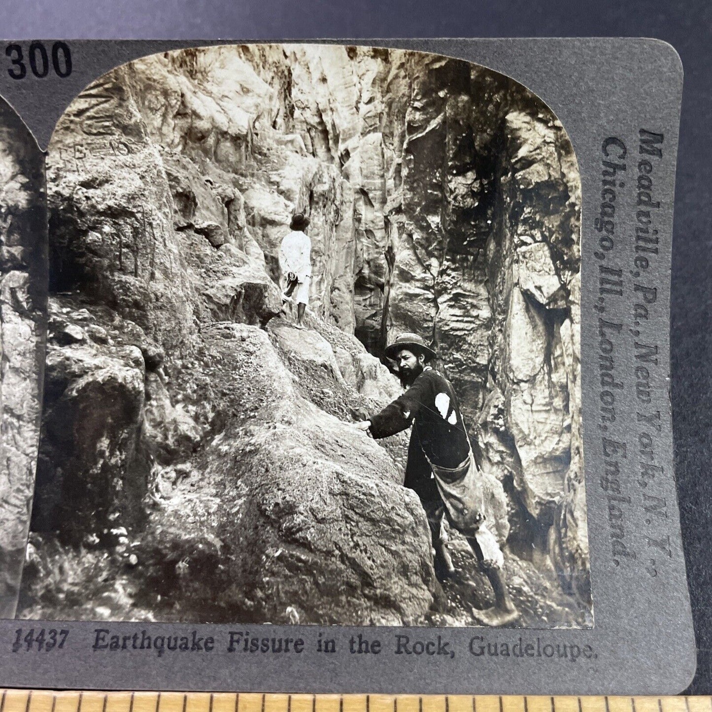 Antique 1910s Earthquake Rock Damage Guadeloupe Stereoview Photo Card P3727