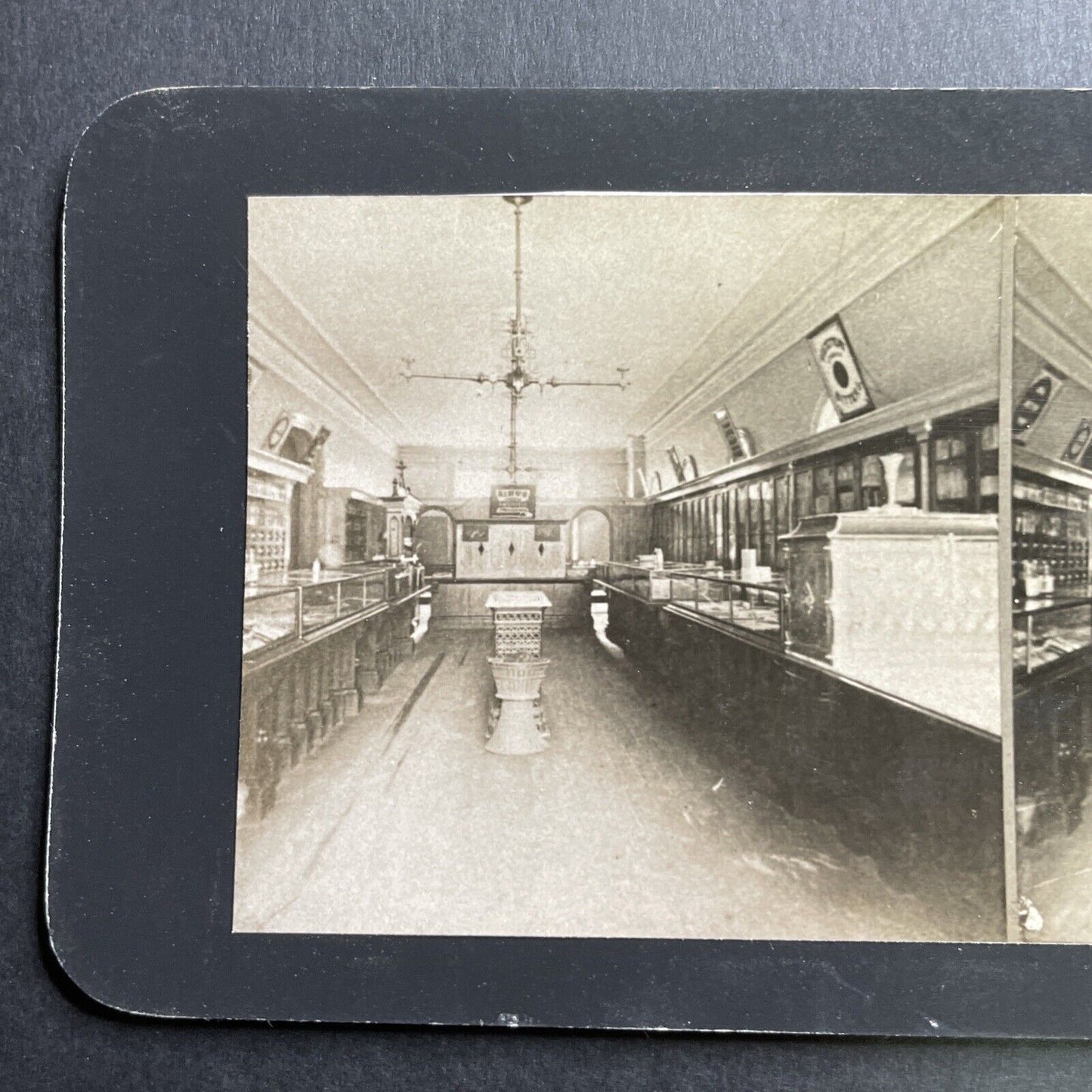 Vintage 1985 Interior Of An 1875 Pharmacy Stereoview Photo Card P1619