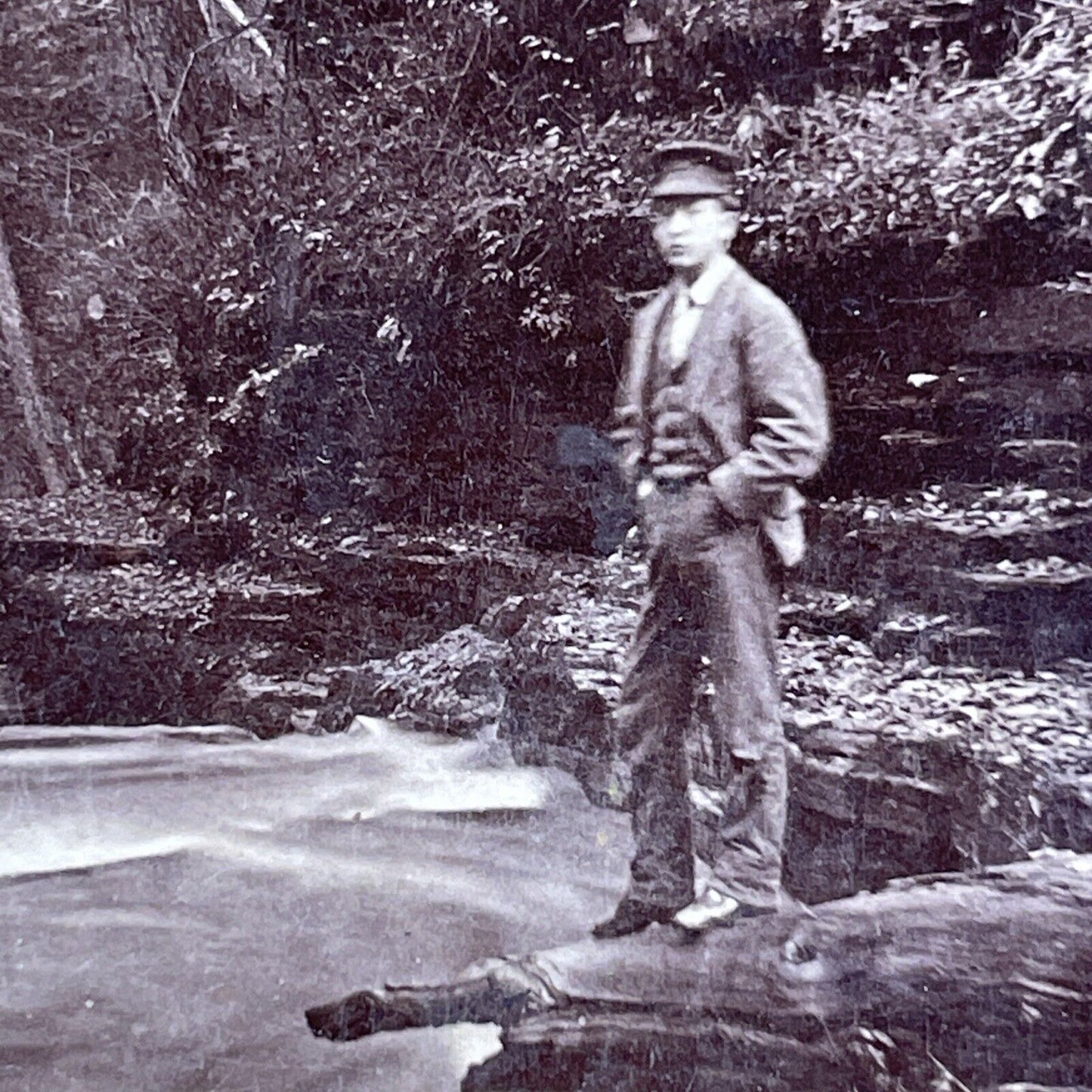 C.M. Marsh Self-Portrait Summit Gorge Stereoview New York c1870s Y2484