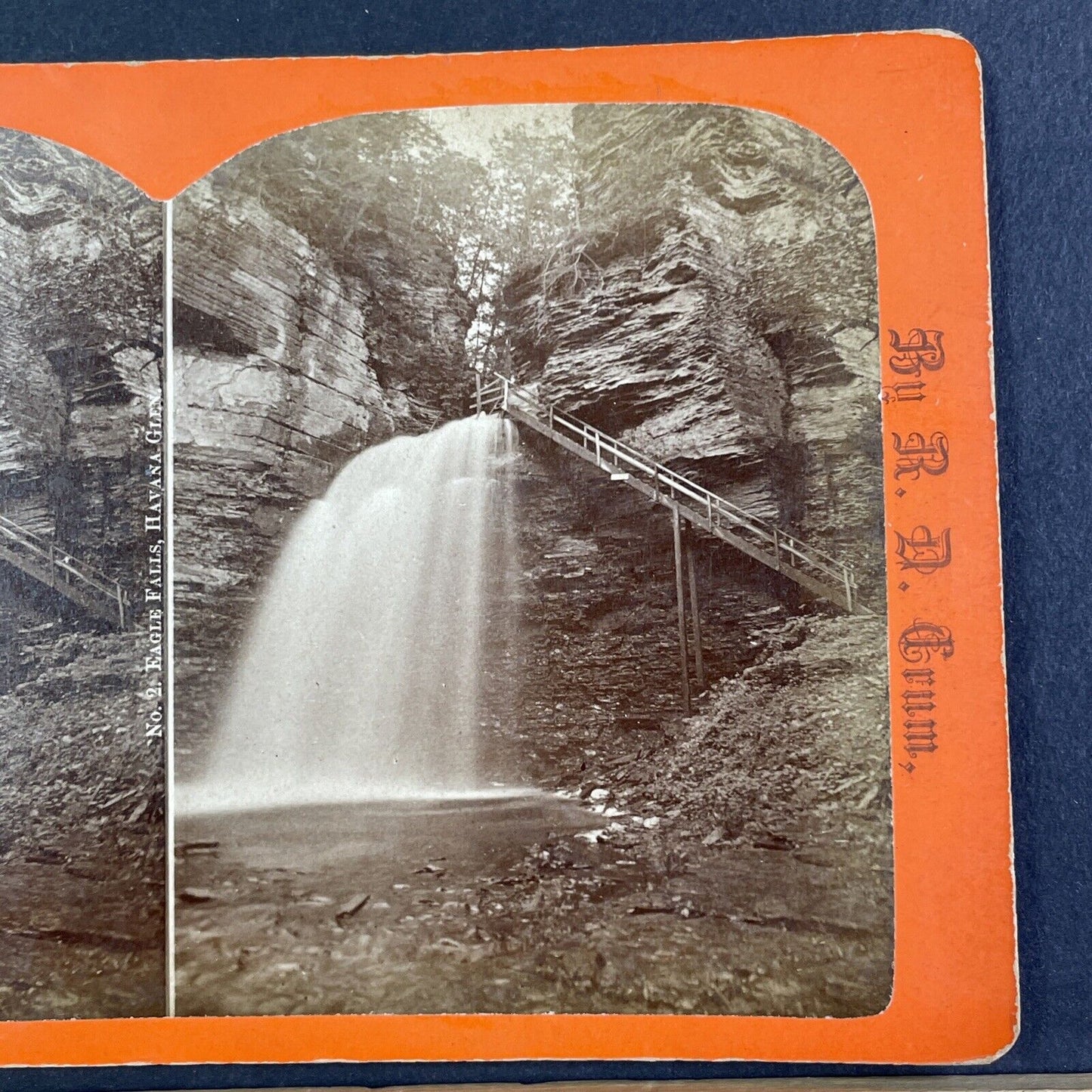 Eagle Falls Watkins Glen New York Stereoview R.D. Crum Antique c1870 Y1037