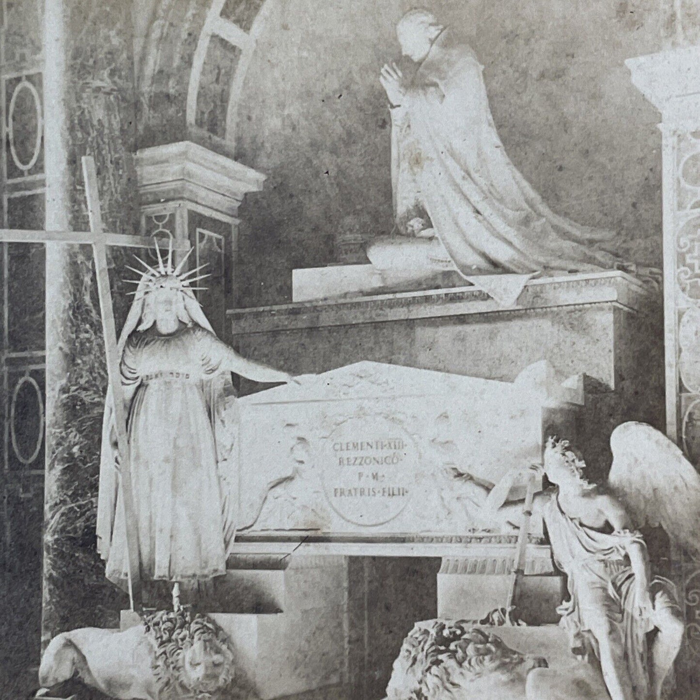 Tomb of Clement XIII by Antonio Canova Stereoview Rome Italy Antique c1871 X3562