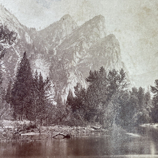 Antique 1870s Three Brothers Yosemite California Stereoview Photo Card P2268