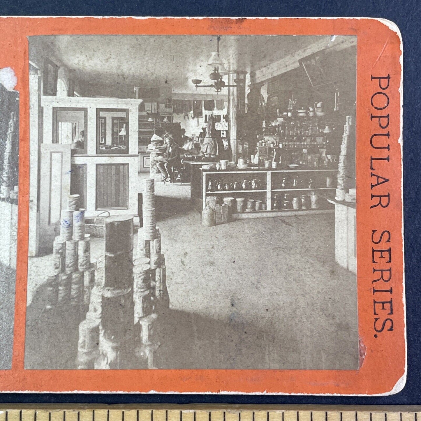 Grocery Store in Nyack New York Stereoview Van Wagner Antique c1870 Y1031