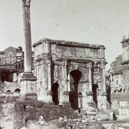 Antique 1897 Septimius Severus Arch Rome Italy Stereoview Photo Card P3796